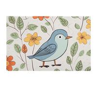 Zerbino super assorbente, antiscivolo, tappetino di benvenuto per ingresso, resistente, con uccelli e fiori, facile da pulire, morbido, per interni ed esterni, garage, patio