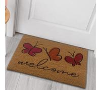 Zerbino Tappetino in Cocco con farfalle colorate | ecologico | rosso arancio, 40x60 cm