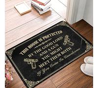 Zerbino Tappeto This House is Protected by The Good Lord and A Gun Tappeto Camper Decor Room Accessories for Men (Dimensioni: 40 x 60 cm)
