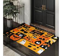 Zerbino Tema Di Halloween Ingresso Interno, Tappeto Icone Dell'Orrore Antiscivolo Tappetino D'Ingresso Lavabile Trappola Sporco per Ufficio, Porta di Casa, Patio Corridoio, 50 x 80 cm - Curcuma
