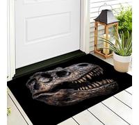 Zerbino Teschio Di Tyrannosaurus Rex per Ingresso 40 x 60 cm, Zerbino Scultura Realistica 3D Antiscivolo E Resistente, Assorbe Acqua E Sporco, Facile Da Pulire, Ideale per Porta Corridoio E Casa, Nero