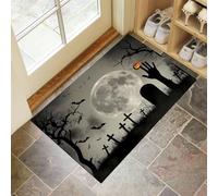 Zerbino Tomba Di Halloween Ingresso Interno, Tappeto Mani Di Zombi E Lapidi Antiscivolo Tappetino D'Ingresso Lavabile Trappola Sporco per Ufficio, Porta di Casa, Patio Corridoio, 60 x 90 cm - Grigio