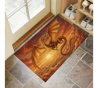 Zerbino Tramonto Drago D'Oro, Ingresso Esterno E Interno, 50 x 80 cm Tappeto Stile Artistico Fantasy Antipolvere Tappeto Ingresso Casa Resistente Zerbino per Soggiorno Camera Letto