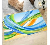 Zerbino Trappola Sporco Onde Astratte Tappetino Nastri Colorati Antiscivolo Lavabile in Lavatrice Zerbino d'Ingresso Morbide Assorbenti per Cane, Ingresso, Porta e Corridoio, 40x60 cm, Azzurro Chiaro