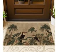 Zerbino tucano tropicale, zerbino marrone per ingresso esterno ed interno, decorazione estiva, gomma impermeabile, antiscivolo, assorbe la polvere, facile da pulire, 73,6 x 43,2 cm