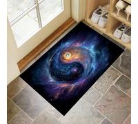 Zerbino Universo misterioso Simboli Yin e Yang Dirt Trapper per Interni, tappetino ingresso antiscivolo, lavabile in lavatrice e super assorbente, tappeto morbido per pavimento, 50 x 80 cm, Blu scuro