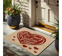 Zerbino Valentine a forma di cuore rosso per esterni ed interni, decorazione stagionale, antiscivolo, impermeabile, controllo della polvere, facile da pulire, 73,7 x 43,2 cm