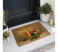 Zerbino verde a forma di candela di Natale, zerbino per ingresso esterno ed interno, decorazione festiva d'inverno, antiscivolo, lavabile per porta d'ingresso di Natale, 73,6 x 43,2 cm