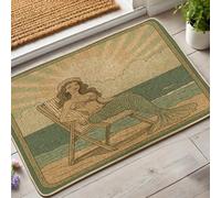 Zerbino vintage a forma di sirena, design a sirena verde spiaggia, decorazione per interni ed esterni, antiscivolo, impermeabile, facile da pulire, 73 x 43 cm