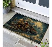 Zerbino vintage a forma di treno di Babbo Natale per esterni ed interni, in gomma lavabile e antiscivolo, per ingresso anteriore d'inverno, 73,6 x 43,2 cm