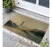 Zerbino vintage con faro beige nautico per esterni e interni, decorazione tutto l'anno, impermeabile, antiscivolo, assorbe la polvere, facile da pulire, 73,6 x 43,2 cm