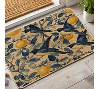 Zerbino vintage con uccelli e agrumi, tappetino di benvenuto con colibrì blu, per esterni e interni, decorazione stagionale, tappetino antiscivolo assorbente, facile da pulire, 73 x 43 cm