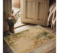 Zerbino vintage floreale, zerbino verde per cassetta postale per interni ed esterni, decorazione primaverile, in gomma, impermeabile, antiscivolo, assorbe la polvere, facile da pulire, 73 x 43 cm