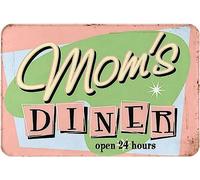Zerbino Vintage Moms Diner Open 24 Hours Cucina Tappeto Assorbente Lavabile Zerbino da Interni, per Bambini, Soggiorno, Bagno, 40x60cm