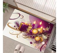 Zerbino Viola Intenso Per Interni 90X150Cm Biglietto Di Natale Di Lusso Candela Regalo Tappeti Antiscivolo Lavabile, Zerbino Ingresso Tappeto Piccolo Pelo Corto Per Camera Letto, Cucina Interno