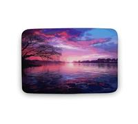 Zerbino viola tramonto sull'acqua, in velluto di corallo, morbido, spesso, per gattonare, per camera da letto, soggiorno, antiscivolo, assorbente, lavabile in lavatrice, 50 x 80 cm