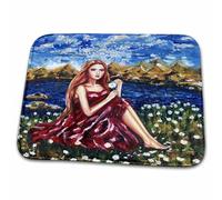 Zerbino Young Girl in A Maroon Dress Pulling Flower Petals Soffice Tappeto da Bagno Assorbente Lavabile Zerbino da Esterno, per Doccia, Interno, Camera, 40x60cm