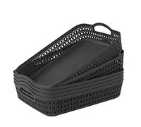 Zerdyne Set di 6 vassoi portaoggetti in plastica grande, vassoio portaoggetti da cucina grigio con manico