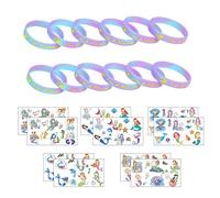 ZERHOK Bracciale in Silicone Bracciale Silicone Bambini “ I'm a Mermaid ” Fantastico Romantico colorato Bracciale a Sirena 12 PCS+10 PCS Carta Adatto a Bambini Ragazze Moda Classica