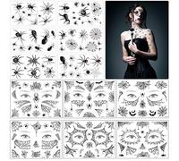 ZERHOK Ragno Tatuaggio Temporaneo,6 Pezzi di Ragnatele Adesivi per Il Trucco con 6 Pezzi Ragna Tatuaggi Temporanei per Addio al Nubilato Carnevale Costume Cosplay Festa
