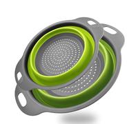 Zeripikfoasp 2 Pezzi Scolapasta Pieghevole, Filtro Cestino Cucina con Manico, Scolapasta in Silicone Pieghevole, Scolapasta Set, Colander Setacci Pieghevole, per Scolare Pasta, Verdura e Frutta
