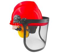 Zeripikfoasp Casco Forestale, Casco di Sicurezza con Cuffie Antirumore e Visiera in Rete, Elmetto Resistente Agli Urti per Motosega, per Lavori e Attività All'Aperto Industriali e Vari