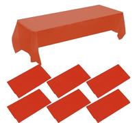 ZeriTlolen Confezione da 6 tovaglie in plastica rossa da 137 x 274 cm, grandi tovaglie usa e getta per feste, per Natale, picnic, cene, compleanni dei bambini
