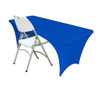 ZeriTlolen Tovaglia in spandex [1,82 m, blu] per tavoli rettangolari con retro aperto, massaggio elastico, lavabile, resistente alle pieghe, tovaglia elastica per matrimoni,