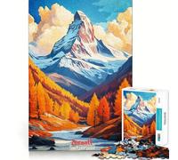Zermatt Art Poster Puzzle 1000 pezzi Allenamento mentale Divertente Pezzi senza sbavature Taglio netto Attività coinvolgente per serate tranquille (38x26cm)