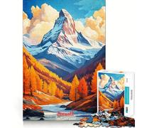 Zermatt Art Poster Puzzle da 1000 pezzi per adulti,gioco di problem solving,taglio di qualità professionale,rilassante attività di gruppo al chiuso (38x52cm)