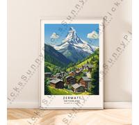 Zermatt Svizzera Stampa Matterhorn Poster Landscape Muro Décor senza Cornice
