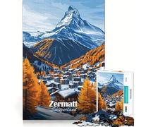 Zermatt,Svizzera,Villaggio di montagna,Puzzle da 1000 pezzi per adulti,gioco di concentrazione mentale,qualità premium,taglio laser,divertimento serale in famiglia (38x52cm)