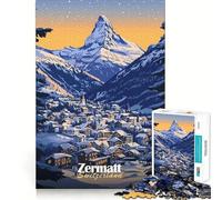 Zermatt,Svizzera,Villaggio di Montagna,Puzzle per adulti,1000 pezzi,Gioco di abilità,Taglio di precisione,Sfida divertente per il tempo libero (38x26cm)