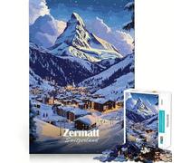 Zermatt,Svizzera,Villaggio di Montagna,Puzzle per Ragazzi,1000 Gioco Mentale Divertente,Connessione Pulita e Senza Fine,Modo Coinvolgente per Passare Ore Libere (50x75cm)