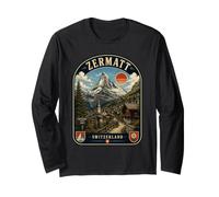 Zermatt Svizzera Vintage Alpi Svizzere Viaggio Maglia a Manica