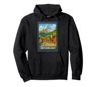 Zermatt Svizzera Vintage Ski Village Poster Art Graphic Felpa con Cappuccio