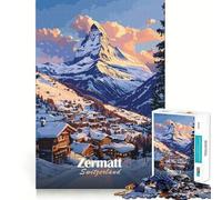 Zermatt Svizzera Vista Montagna Puzzle da 1000 pezzi per ragazzi Gioco cognitivo Treno Zero Gap Perfetto incastro Compatto Divertimento per il tempo di gioco in famiglia (50x75cm)