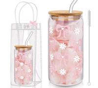 Zernblend 1 Pezzo 16 oz Bicchiere con Coperchio e Cannuccia, 1 Sacchetto Trasparente e 1 Pennello, Clean Girl, Pink Stuff, Aesthetic