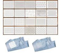 Zernblend 20 pezzi set di stencil Sashiko, 8.3 X 5.9 pollici stencil in plastica per motivi geometrici, quilting a mano, cucito e design tessile, stencil lettere, stencil per incisioni