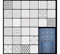 Zernblend 30 pezzi Sashiko Stencil Set, 4.7 X 4.7 pollici Stencil in plastica per motivi geometrici, patchwork a mano, cucito e design tessile, stencil lettere, stencil per rilievo