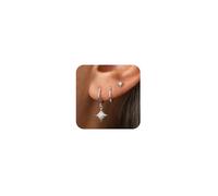 Zernblend 6 Cerchi D'Argento Per Donna, Orecchini Placcati In Oro 14 Carati, Set Orecchini Impilabili Per Vari Piercing, Set Di Orecchini, Orecchini A Cerchio Oro
