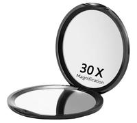 Zernblend Specchietto tascabile compatto con ingrandimento 1X/30X, ideale per viaggiare, specchio ingranditore 30x, specchietto da viaggio, specchio cosmetico (nero)