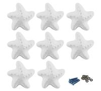 Zerniple Pomelli in ceramica bianca a forma di stella marina, per cassetti e armadi, per camera dei bambini, armadi, armadi (forniti con viti e spessori)