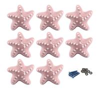 Zerniple Pomelli in ceramica rosa a forma di stella marina, Maniglie Cameretta per cassetti, armadietti, armadi (forniti con viti e spessori)