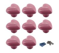 Zerniple Pomelli per porte in ceramica rosa, per camera dei bambini, cassetti, maniglie per armadietti, credenze e guardaroba (forniti con viti e spessori)