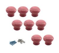 Zerniple Pomelli rotondi in ceramica rosa per porte e armadietti per la camera dei bambini (8 pezzi)