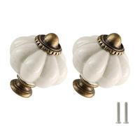 Zernmiarder Confezione da 6 pomelli a forma di zucca bianca antica, in ceramica, per cassetti vintage, con viti, per armadio, cassetti, armadietti e progetti fai da te per la casa