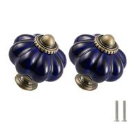 Zernmiarder Confezione da 6 pomelli a forma di zucca blu navy, in ceramica, stile vintage, per cassettiera antica, con viti, per armadi, cassetti, armadietti e progetti fai da te per la casa