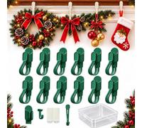 Zero Damage Garland Hooks, Adhesive Garland Hooks for Mantle, Reusable Silicone Hook for Christmas Decor, Garlands Hanger for Mantels, Doors, Fireplaces, Stairs, No-drill Mounting (Green,18PCS)