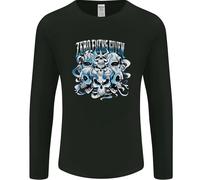 Zero Fooks Given Teschi Biker Moto Uomo Manica Lunga T-Shirt